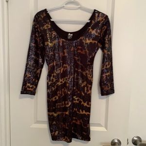Iron Fist leopard print sequin dress SMALL